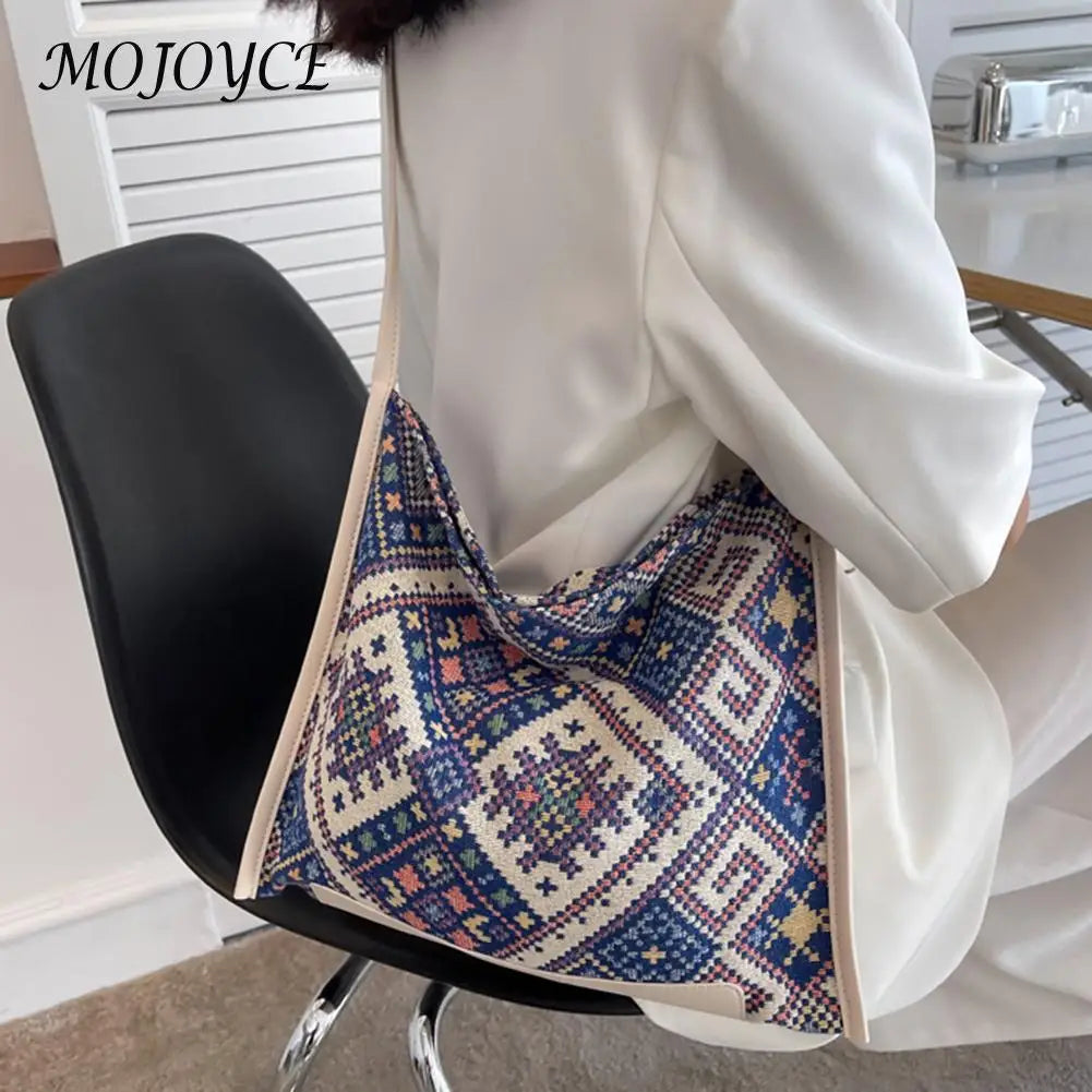 Ethnic Style Canvas Crossbody Shoulder Bag Large Capacity Tote Messenger