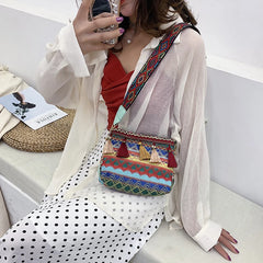 Ethnic Shoulder Bag with Adjustable Strap Fanny Pack
