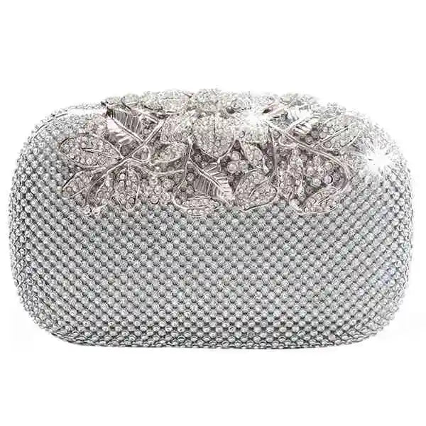 Flower Crystal Clutch Wedding Purse Rhinestones Shoulder Bag