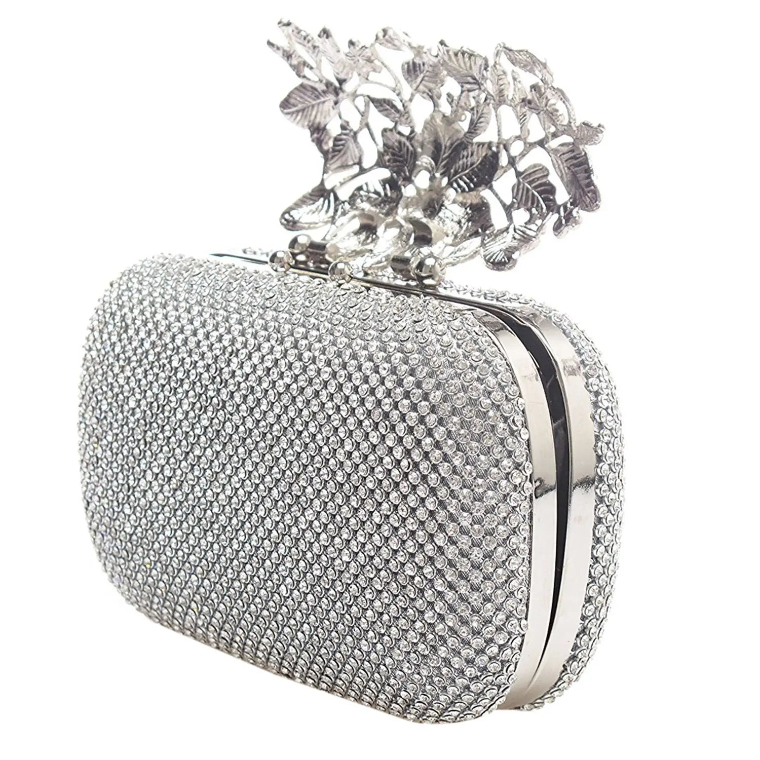 Flower Crystal Clutch Wedding Purse Rhinestones Shoulder Bag