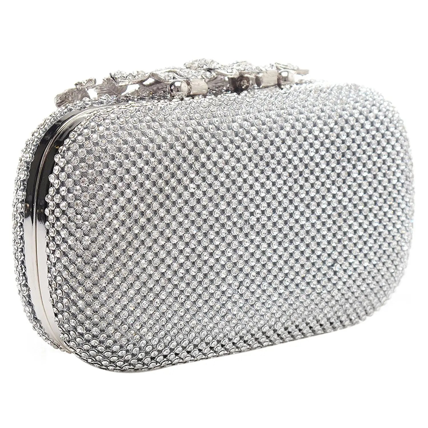 Flower Crystal Clutch Wedding Purse Rhinestones Shoulder Bag