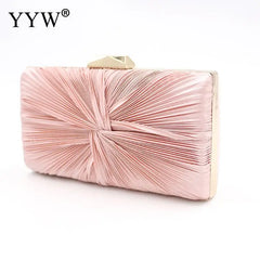 Pink Ruched Shoulder Evening Clutch Bag