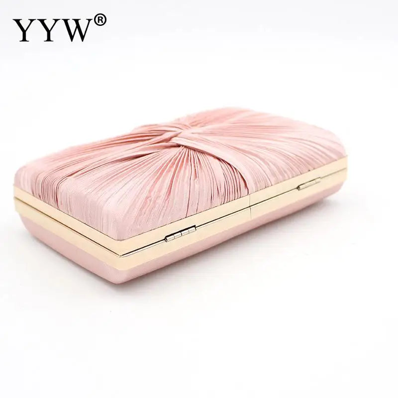 Pink Ruched Shoulder Evening Clutch Bag
