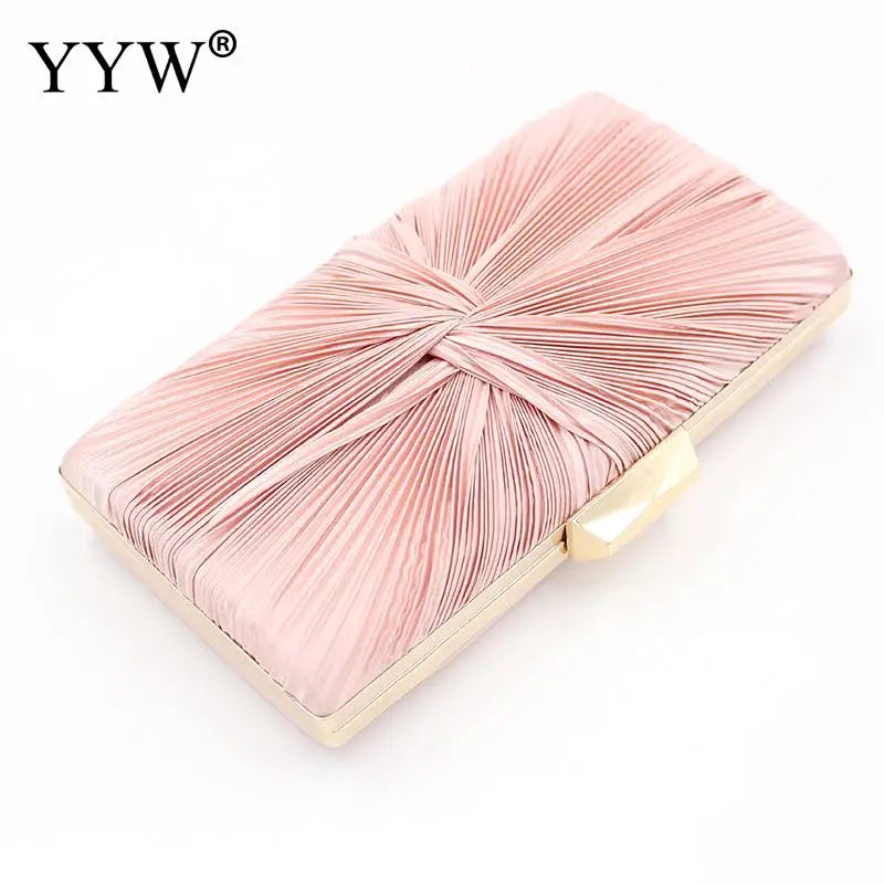 Pink Ruched Shoulder Evening Clutch Bag