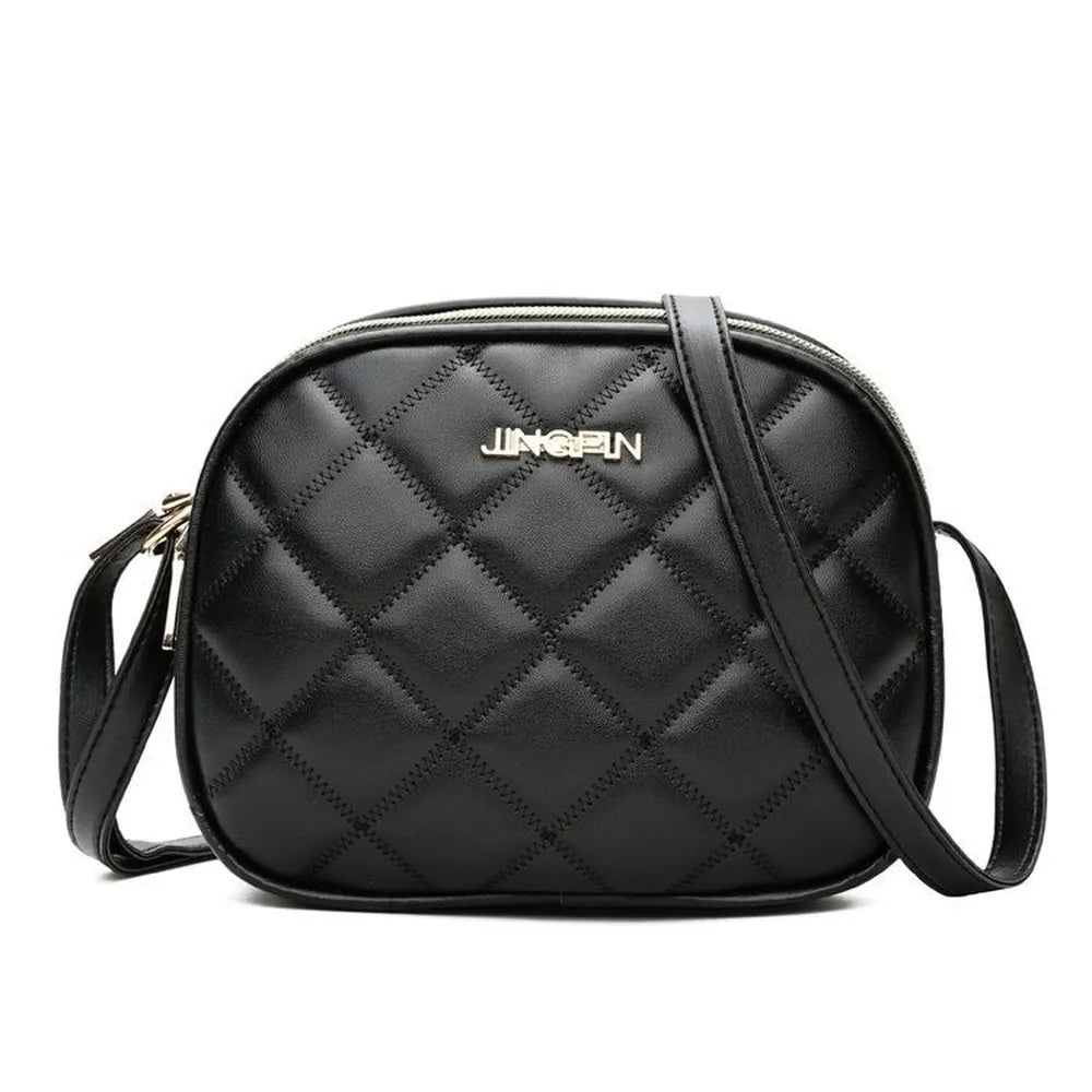 Embroidered Rhombus Shoulder Bag Large Capacity Round Handbag Purse