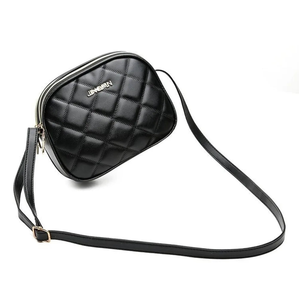 Embroidered Rhombus Shoulder Bag Large Capacity Round Handbag Purse