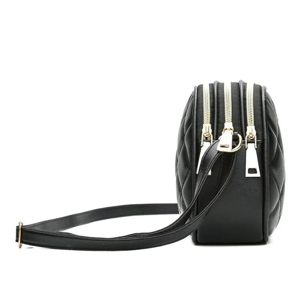 Embroidered Rhombus Shoulder Bag Large Capacity Round Handbag Purse