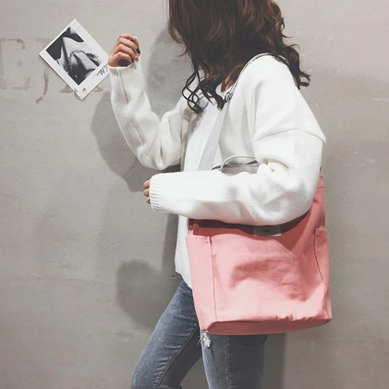 Women Casual Canvas Messenger Bag Pink
