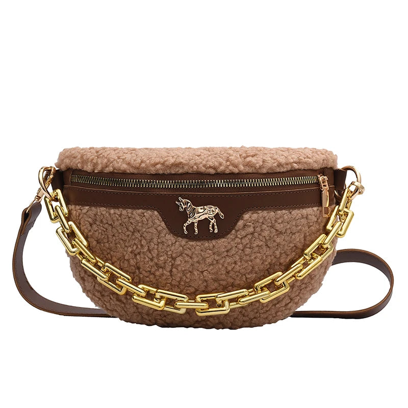 Women Fanny Packs High Chest Bag Chain Handbag Purses Shoulder Bag