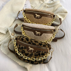 Women Fanny Packs High Chest Bag Chain Handbag Purses Shoulder Bag