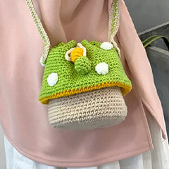 Knit Mushroom Shoulder Bag Crossbody Casual Mini Purse