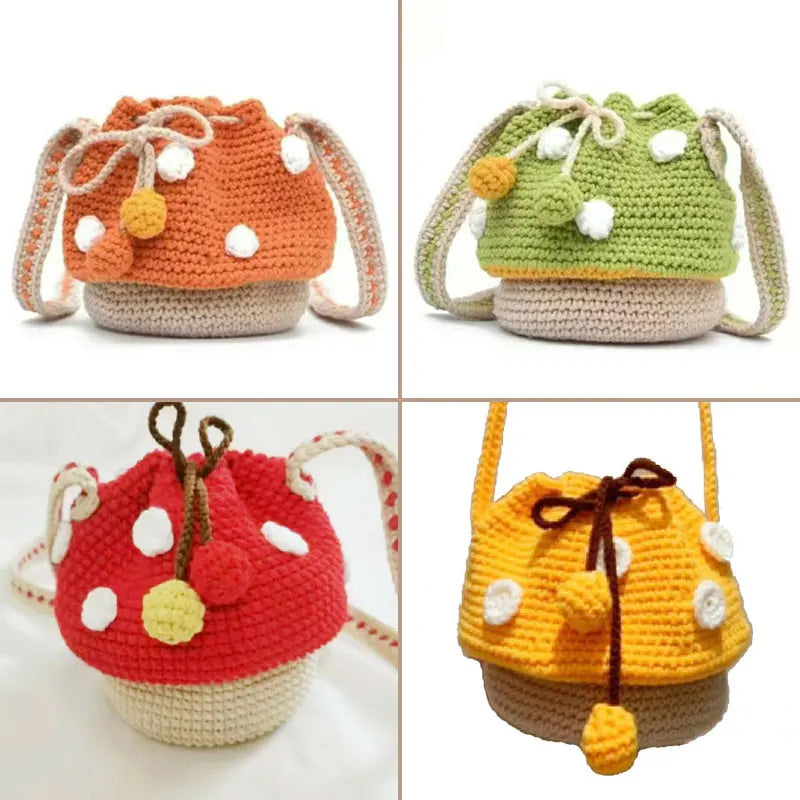 Knit Mushroom Shoulder Bag Crossbody Casual Mini Purse