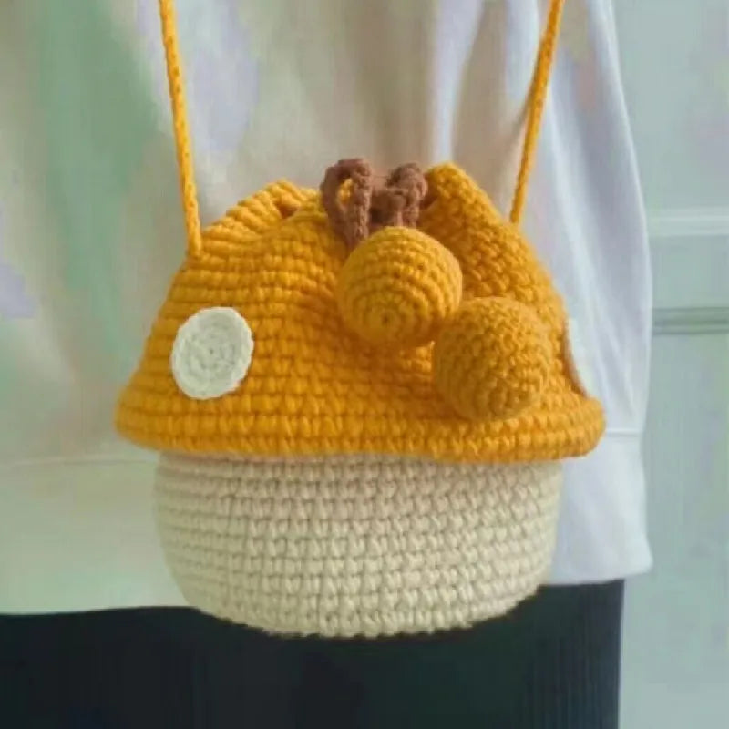 Knit Mushroom Shoulder Bag Crossbody Casual Mini Purse