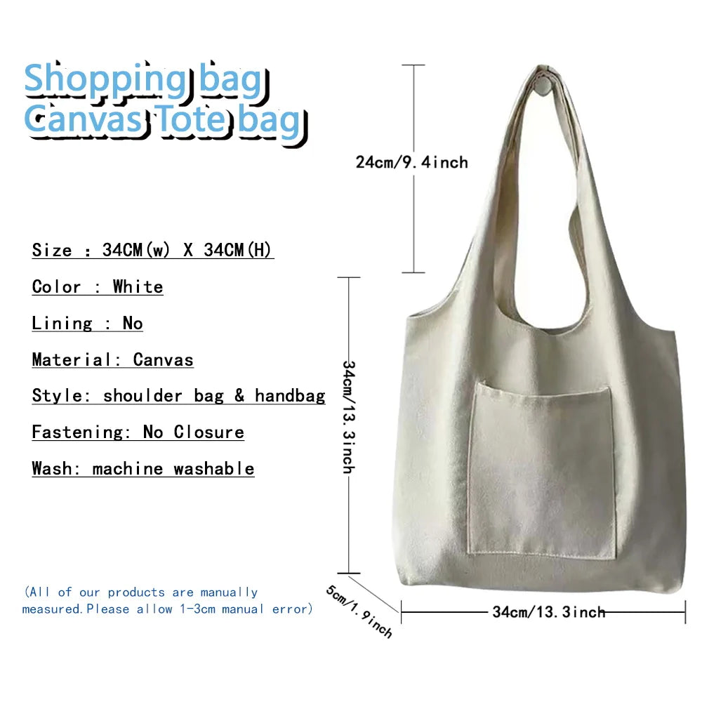 Initial Name Print Beige Canvas Tote Bag for Women