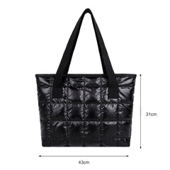 Women Solid Tote Shoulder Bags Quilted Winter Nylon Cloth Bag Handbags