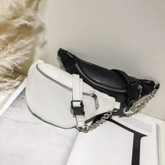 Women Solid Waist Fanny Pack Lady PU Leather Money Belt Wallet Bum Bag