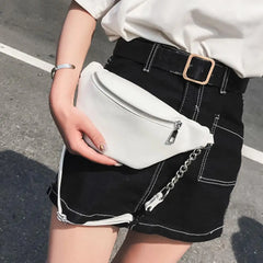Women Solid Waist Fanny Pack Lady PU Leather Holiday Money Belt Wallet Bum Trave