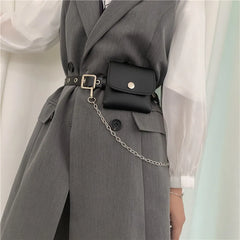 Women Waist Pack PU Fanny Pack Lady Belt Bag Phone Chain Bags