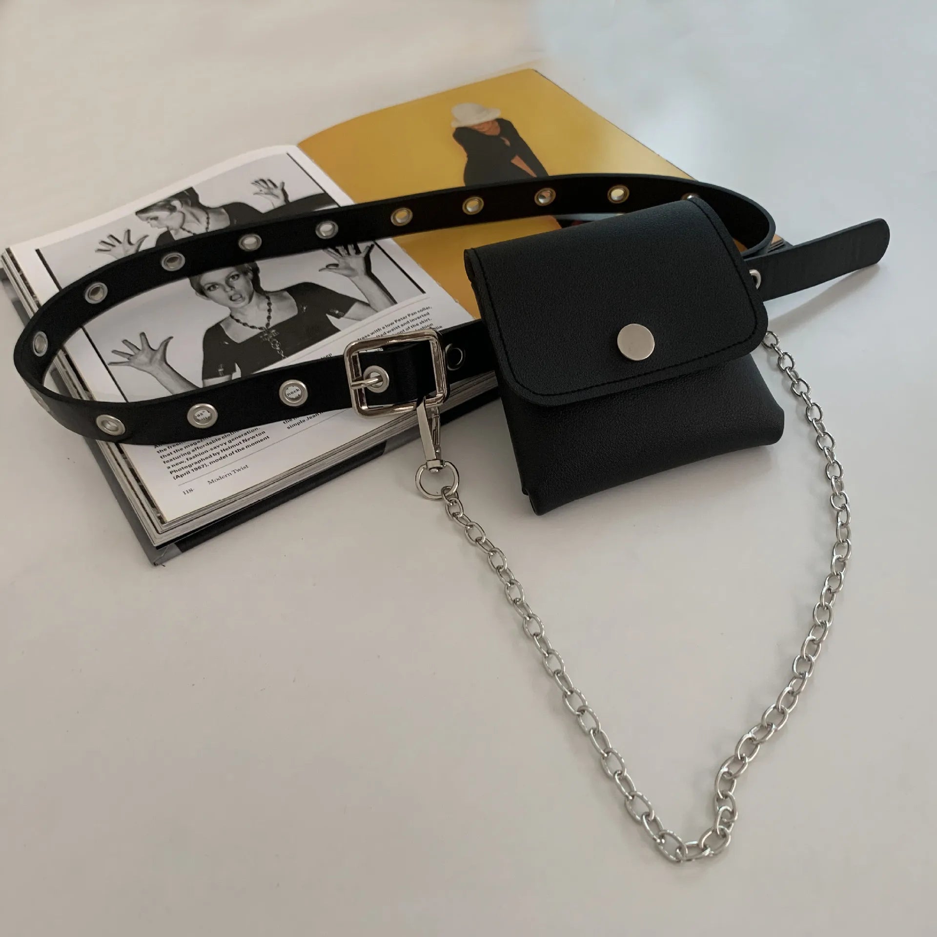 Women Waist Pack PU Fanny Pack Lady Belt Bag Phone Chain Bags