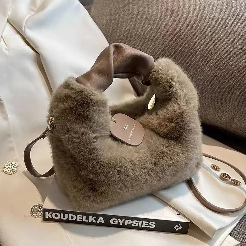 Faux Fur Small Shoulder Crossbody Bag Tote for Women