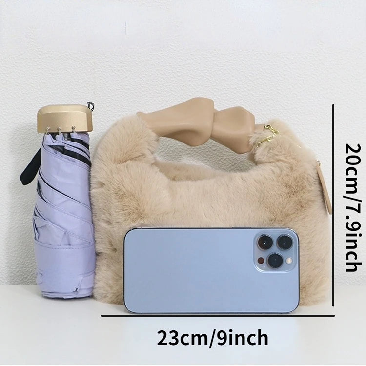 Faux Fur Handbags Small Lady Shoulder Crossbody Bag Casual Tote