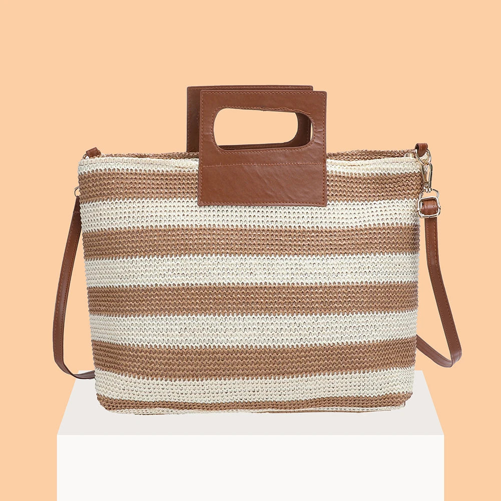 Women Clutch Large Capacity Knit Crossbody Bag with Zipper Soft