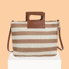 Women Clutch Large Capacity Knit Crossbody Bag with Zipper Soft