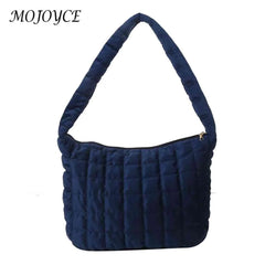 Quilted Plaid Messenger Bag Soft Large Capacity Solid Casual Winter Travel