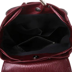 Women Female Rucksack Leisure Student School Bag Soft Leather Cowhide High Trave