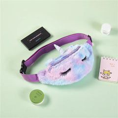 Flannel Waist Pack Unicorn Eyelash Shoulder Belt Bag Girl Fanny Phone Bag