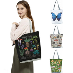 Floral High Capacity Shoulder Bag Reusable Shopping Bag Female Mushroom Printed
