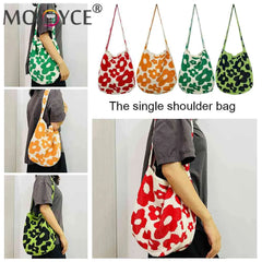 Women Flower Knitted Shoulder Bag Large Capacity Travel Tote