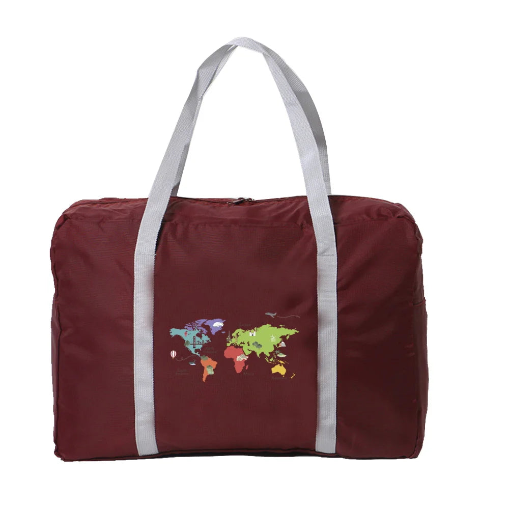 Women Foldable Gym Bag Travel Print Lady Training Handle Handbag
