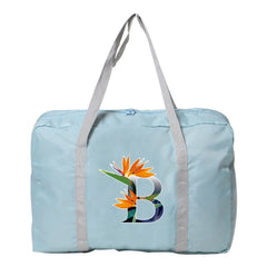 Foldable Gym Bag Flower Letter Print Travel Shoulder Bag