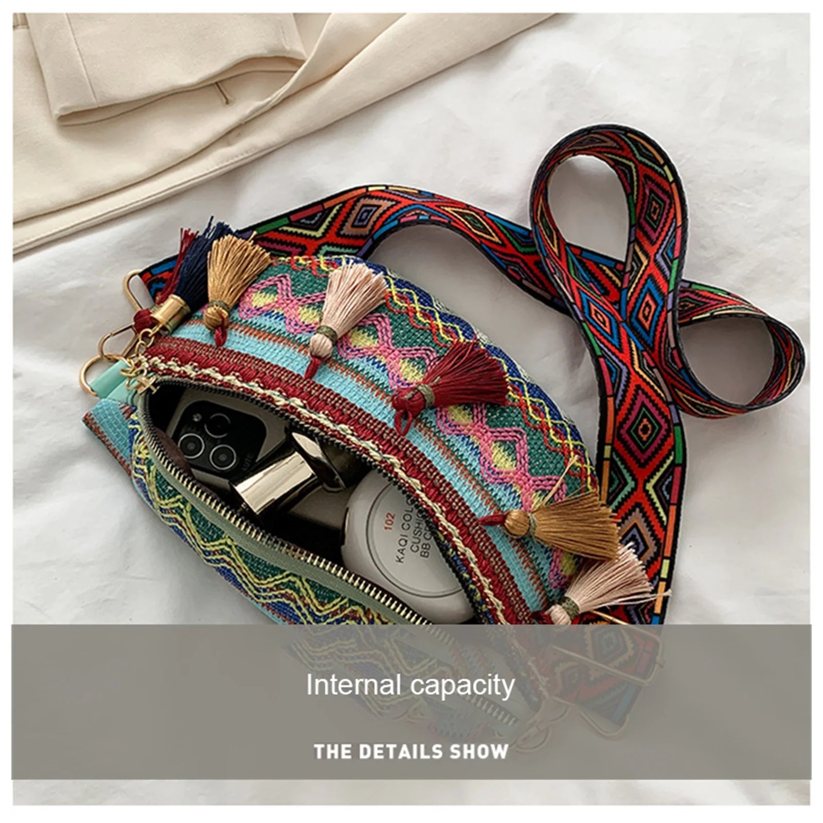 Women Folk Waist Bags Adjustable Fanny Pack Chest Bag Tassel Crossbody