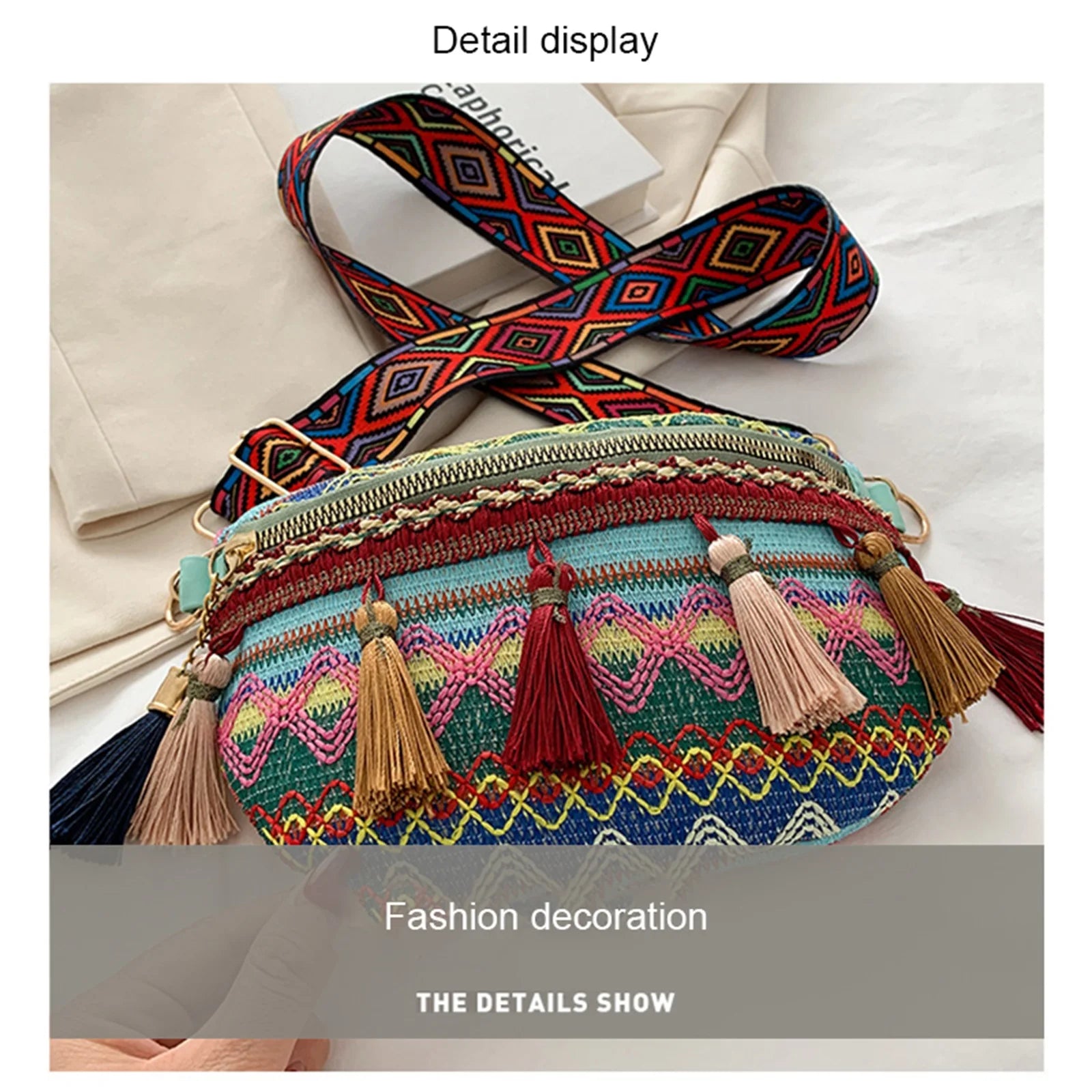Women Folk Waist Bags Adjustable Fanny Pack Chest Bag Tassel Crossbody