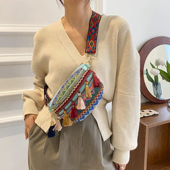 Women Waist Bag with Fringe Decor