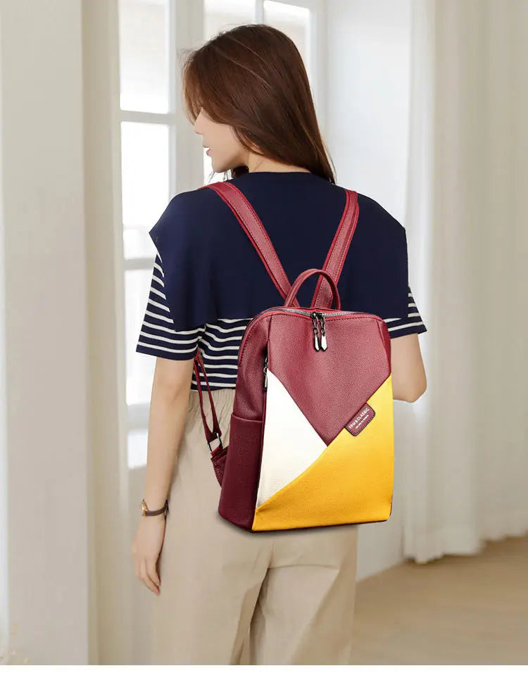 Women Leather Backpacks Ladies Travel Bag Business Laptop Backpack Female