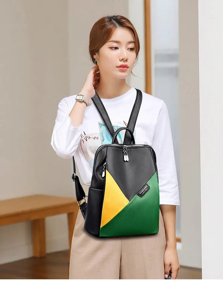 Women Leather Backpacks Ladies Travel Bag Business Laptop Backpack Female