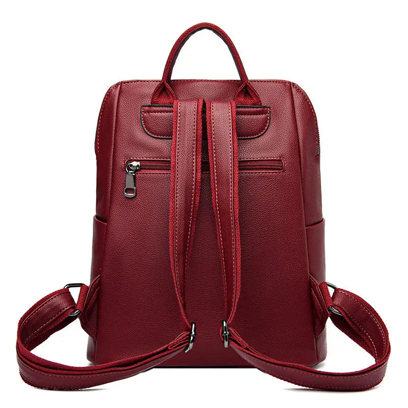 Women Leather Backpacks Ladies Travel Bag Business Laptop Backpack Female