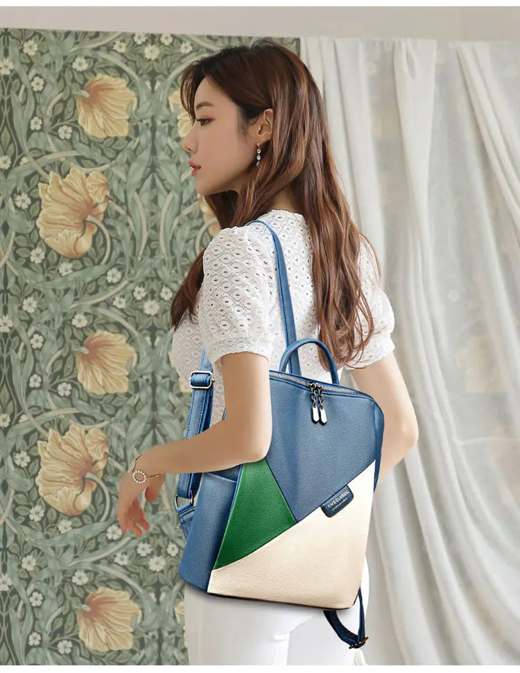 Women Leather Backpacks Ladies Travel Bag Business Laptop Backpack Female