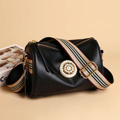 Leather Handbags Rotating Metal Lock Shoulder Bags