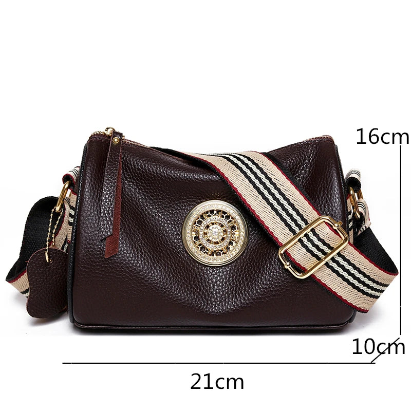 Women Leather Handbags with Metal Lock, Shoulder Bags