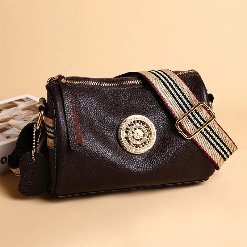 Women Leather Shoulder Bags Metal Lock Handbags Female Messenger Bag
