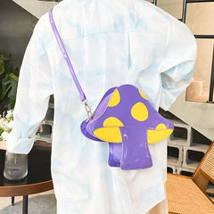 Mushroom Shape PU Leather Crossbody Bag Adjustable Strap Shoulder Handbag