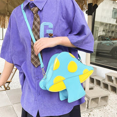 Mushroom Shape PU Leather Crossbody Bag Adjustable Strap Shoulder Handbag