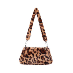 Fluffy Cow Plush Print Shoulder Bag Soft Handbag