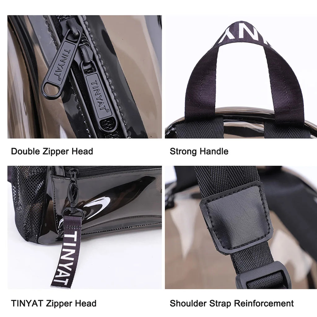 Clear PVC Backpack for Women Girls College Travel Rucksack