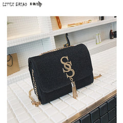 Women Glitter Envelope Clutch Bag Tassel Chain Crossbody