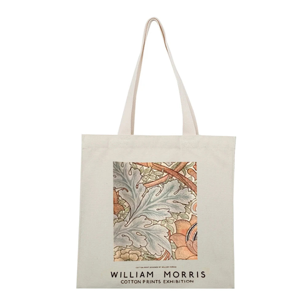 Van Gogh Oil Painting Canvas Shoulder Bag Zipper Grocery Shopper